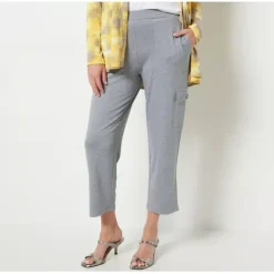 Susan Graver Weekend Regular Jersey Knit Crop Cargo Pants - a world of fashionable women's clothing, including a wide selection of dresses and trendy accessories.< Shop All