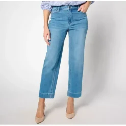 Susan Grvaer Regular Relaxed Strght Leg Denim with Wide Cuff - a world of fashionable women's clothing, including a wide selection of dresses and trendy accessories.< Shop All