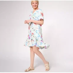 Tolani Collection V-Neck Printed Dress with Ruffle Flounce - a world of fashionable women's clothing, including a wide selection of dresses and trendy accessories.< Dresses