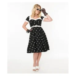 Unique Vintage Black White Polka Dot Swing Dress - a world of fashionable women's clothing, including a wide selection of dresses and trendy accessories.< Dresses
