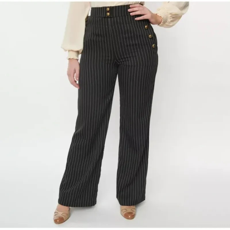 Unique Vintage Black White Pinstripe Sailor Pants - a world of fashionable women's clothing, including a wide selection of dresses and trendy accessories.< Fashion