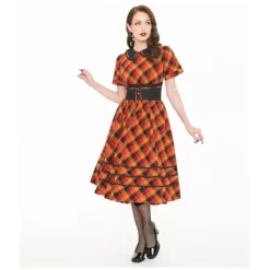 Unique Vintage Peter Pan Collar Gingham Swing Dress - a world of fashionable women's clothing, including a wide selection of dresses and trendy accessories.< Dresses