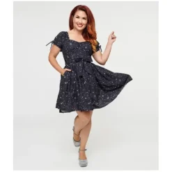 Unique Vintage 1950s Cosmos Print Sweetheart Swing Dress - a world of fashionable women's clothing, including a wide selection of dresses and trendy accessories.< Dresses
