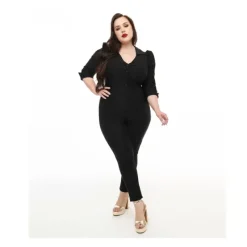 Unique Vintage V-Neck Puff Sleeve Jumpsuit - a world of fashionable women's clothing, including a wide selection of dresses and trendy accessories.< Dresses