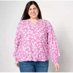 Valentine's Day Printed Blouse w/ Smocked Cuff - a world of fashionable women's clothing, including a wide selection of dresses and trendy accessories.< Fashion
