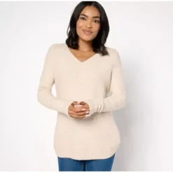 V-Neck Long Sleeve Sparkle Sweater - a world of fashionable women's clothing, including a wide selection of dresses and trendy accessories.< Fashion
