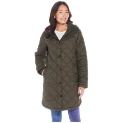 Weatherproof Hooded Diamond Quilted Coat - a world of fashionable women's clothing, including a wide selection of dresses and trendy accessories.> Discount
