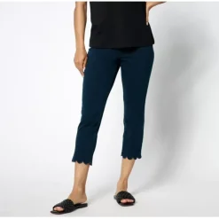 Women With Control Prime Stretch Petite Denim Scalloped Pants - a world of fashionable women's clothing, including a wide selection of dresses and trendy accessories.< Shop All