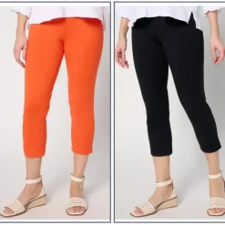 Women With Control Regular Set of 2 Slim Leg Knit Crop Pants - a world of fashionable women's clothing, including a wide selection of dresses and trendy accessories.< Shop All