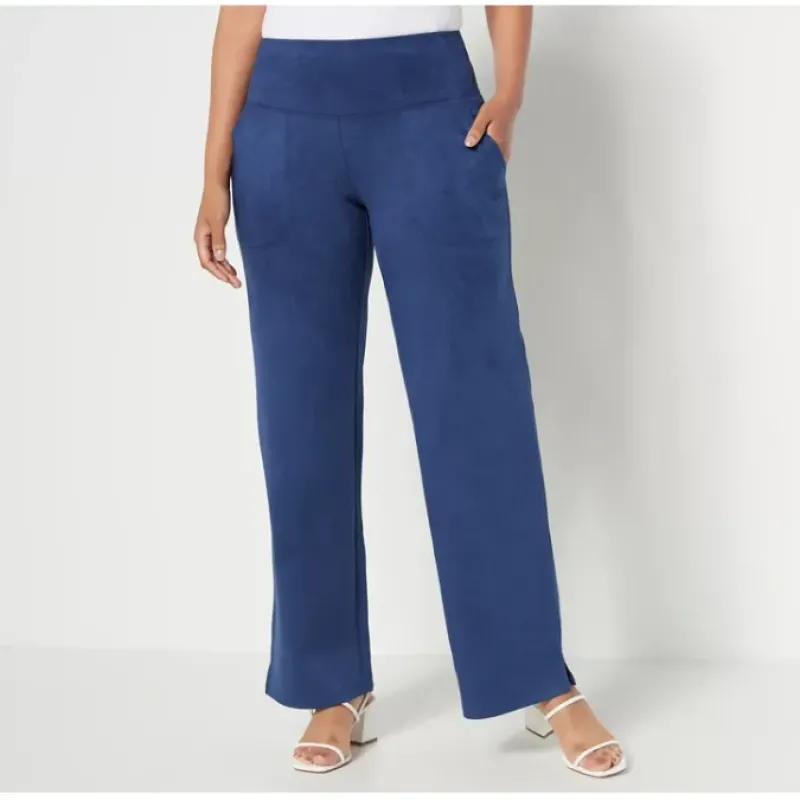 Women with Control Tall Faux Suede Wide Leg Side Slit Pant - a world of fashionable women's clothing, including a wide selection of dresses and trendy accessories.< Fashion
