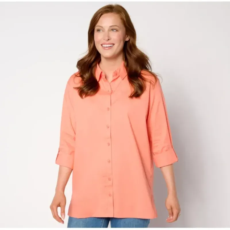 zuda Cool Cotton Button Down Shirt - a world of fashionable women's clothing, including a wide selection of dresses and trendy accessories.< Shop All