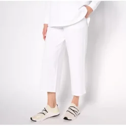zuda Petite French Terry Wide-Leg Ankle Pants - a world of fashionable women's clothing, including a wide selection of dresses and trendy accessories.< Fashion