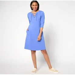 zuda Z-Knit Long Sleeve Lace Up Dress - a world of fashionable women's clothing, including a wide selection of dresses and trendy accessories.< Dresses