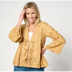 LOGO Lavish by Lori Goldstein Tie Front Jacket - a world of fashionable women's clothing, including a wide selection of dresses and trendy accessories.< Shop All